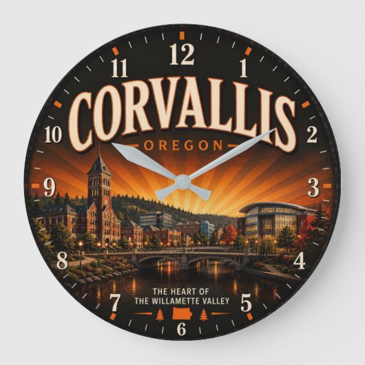 Corvallis Oregon ラージ壁時計 (正面)