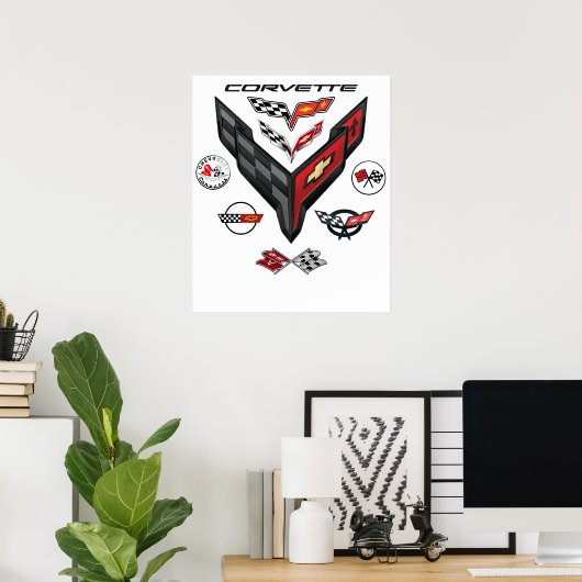 CORVETTE 8 GENERATIONS BADGE ポスター (ホームオフィス)