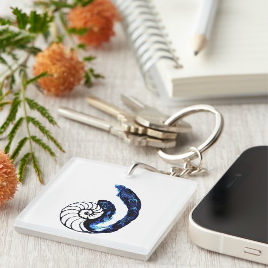 Cosimaの入れ墨の孤児の黒のカスタマイズ可能な背景 キーホルダー (正面右)