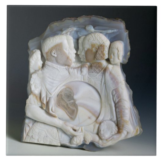 Cosimoをde Medici (1519-74年)および彼の描写するカメオ タイル (正面)