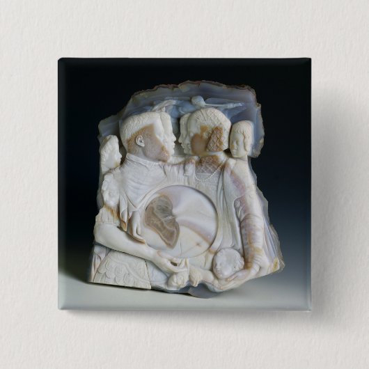 Cosimoをde Medici (1519-74年)および彼の描写するカメオ 缶バッジ (正面)