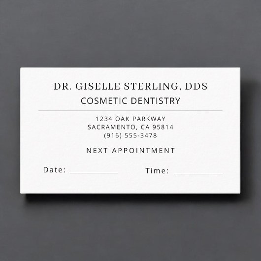 Cosmetic Dentistry Dentist Office Appointment Card 名刺