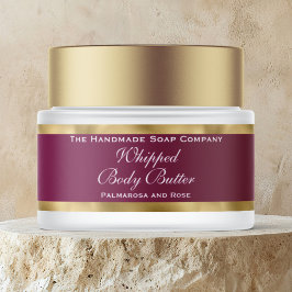 Cosmetics Body Butter Gold & Burgundy Jar ラップアラウンドラベル