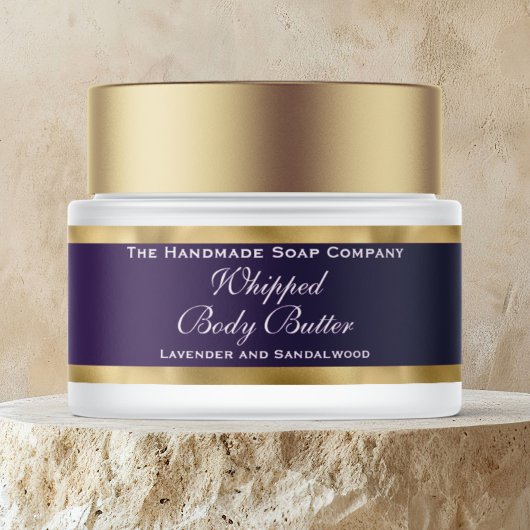 Cosmetics Body Butter Gold Foil & Purple Jar ラップアラウンドラベル