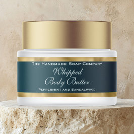 Cosmetics Body Butter Gold Foil & Teal Jar  ラップアラウンドラベル