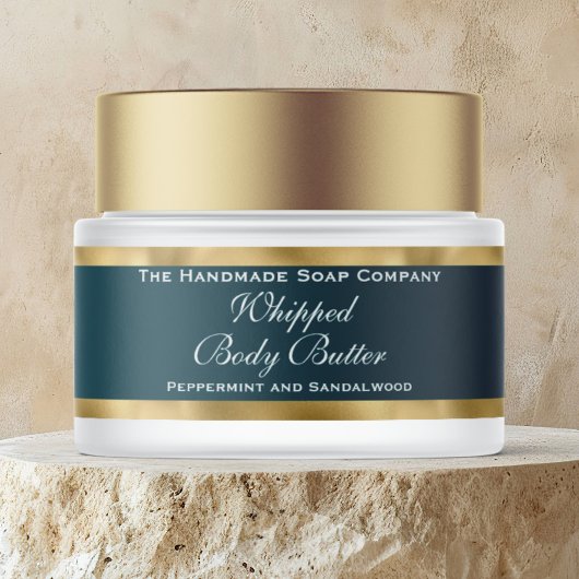 Cosmetics Body Butter Gold Foil & Teal Jar  ラップアラウンドラベル
