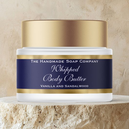 Cosmetics Body Butter Gold & Navy Blue Jar ラップアラウンドラベル