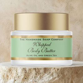 Cosmetics Body Butter Gold & Olive Green Jar ラップアラウンドラベル