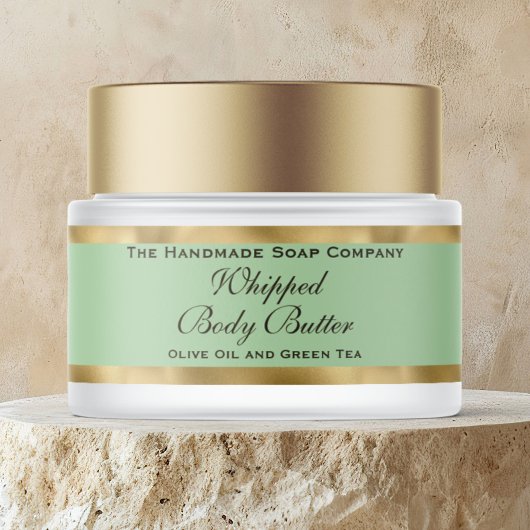 Cosmetics Body Butter Gold & Olive Green Jar ラップアラウンドラベル