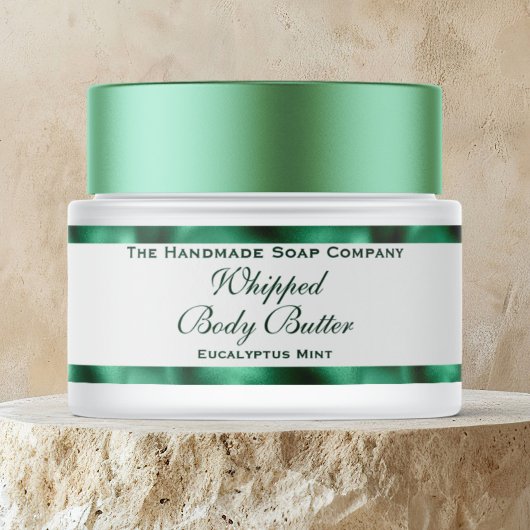 Cosmetics Body Butter Green Foil & White Jar  ラップアラウンドラベル