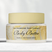 Cosmetics Body Butter Jar Label Ivory Gold glitter ラップアラウンドラベル