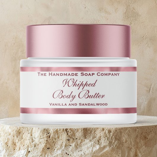 Cosmetics Body Butter Pink Foil and White Jar  ラップアラウンドラベル