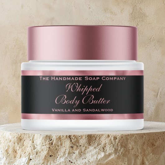 Cosmetics Body Butter Pink Foil & Black Jar ラップアラウンドラベル