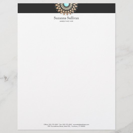 Cosmetologyのロゴのホリスティックなサロンおよびスパの黒 レターヘッド (正面)