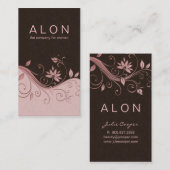 Cosmetologyの名刺のエレガントな花のピンク 名刺 (正面/裏面)
