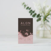 Cosmetologyの名刺のエレガントな花のピンク 名刺 (スタンド正面)