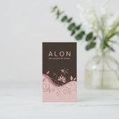 Cosmetologyの名刺のエレガントな花のピンク 名刺 (スタンド正面)