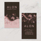 Cosmetologyの名刺のエレガントな花のピンク 名刺 (正面/裏面)