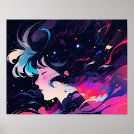 Cosmic Abstract Anime Girl ポスター