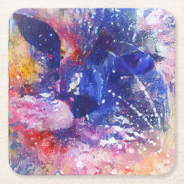 Cosmic Abstract Cat Dreamscape スクエアペーパーコースター