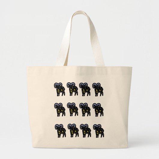 Cosmic Aries Ram Tote – Bold Zodiac Energy Gift ラージトートバッグ (正面)