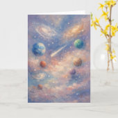 Cosmic Art Card – Planets & Galaxies カード (黄色い花)