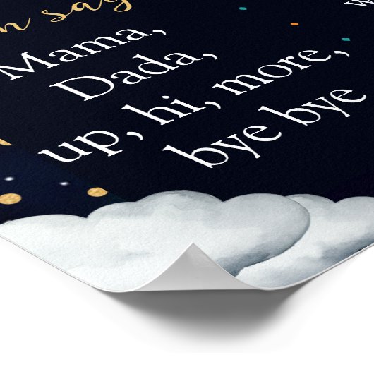 Cosmic Astronaut First Trip Birthday Sign ポスター (角)