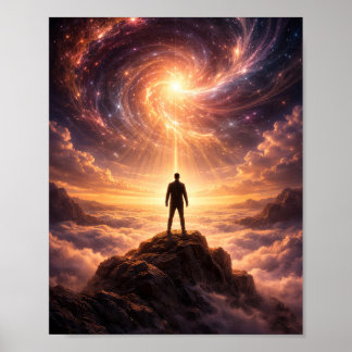 Cosmic Awakening Above the Clouds Poster ポスター