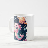 Cosmic Axolotl Galactic Space Adventure Kawaii Sti コーヒーマグカップ (正面左)