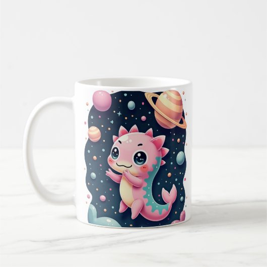 Cosmic Axolotl Galactic Space Adventure Kawaii Sti コーヒーマグカップ (左)