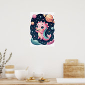 Cosmic Axolotl Galactic Space Adventure Kawaii Sti ポスター (キッチン)