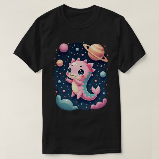 Cosmic Axolotl Galactic Space Adventure Kawaii Sti Tシャツ (デザイン正面)