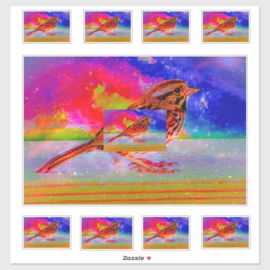Cosmic Bird Dreamscape Art Print" シール (シート)