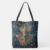 Cosmic Blue and Gold Violin Large Shoulder Tote トートバッグ (裏面)