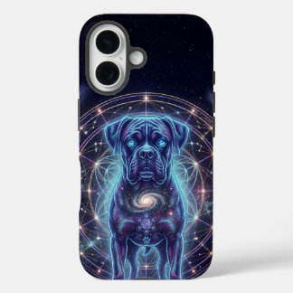 Cosmic Boxer Dog Zodiac Cyber Galaxy iPhone Case 16ケース