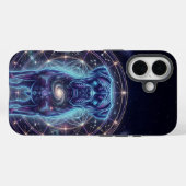 Cosmic Boxer Dog Zodiac Cyber Galaxy iPhone Case Case-Mate iPhoneケース (裏面 (横))