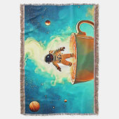 Cosmic Brew: Astronaut's Coffee Dream スローブランケット (正面縦)