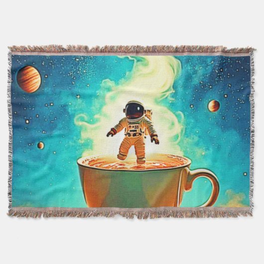 Cosmic Brew: Astronaut's Coffee Dream スローブランケット (正面)