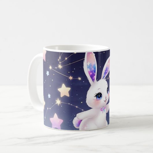 Cosmic Bunny Mug – Celestial Rabbit コーヒーマグカップ (正面左)