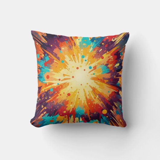 Cosmic Burst Abstract Splatter Art クッション (正面)