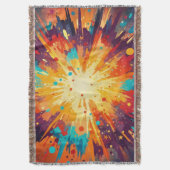 Cosmic Burst Abstract Splatter Art スローブランケット (正面縦)