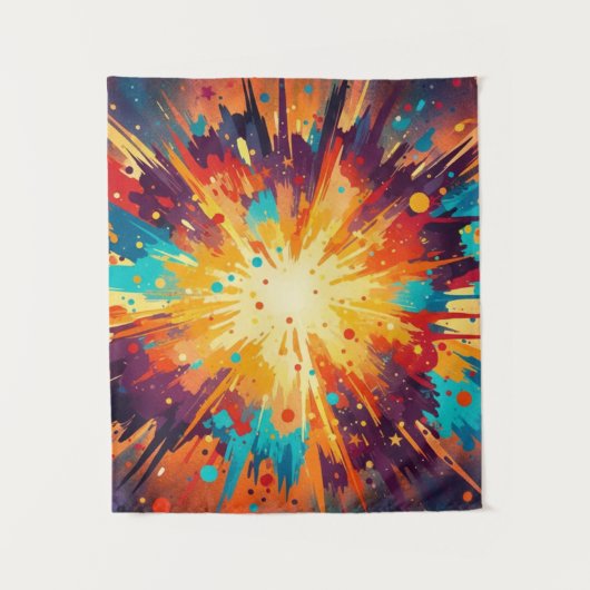 Cosmic Burst Abstract Splatter Art タペストリー (正面)
