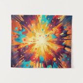 Cosmic Burst Abstract Splatter Art タペストリー (正面(横))