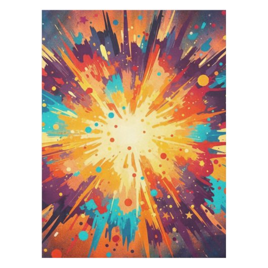 Cosmic Burst Abstract Splatter Art テーブルクロス (正面)