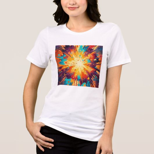 Cosmic Burst Abstract Splatter Art トライブレンドTシャツ (正面)