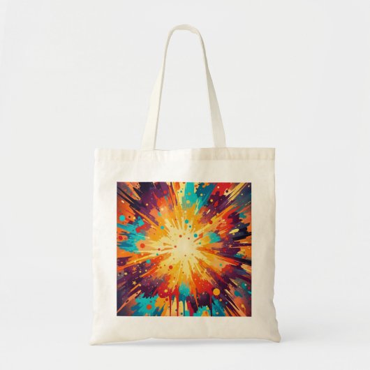 Cosmic Burst Abstract Splatter Art トートバッグ (正面)