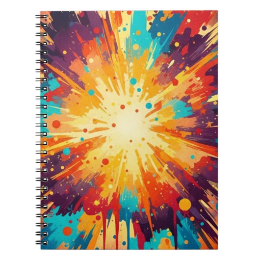 Cosmic Burst Abstract Splatter Art ノートブック (正面)