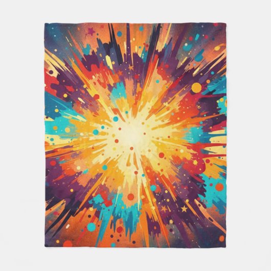 Cosmic Burst Abstract Splatter Art フリースブランケット (正面)