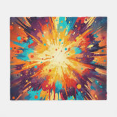 Cosmic Burst Abstract Splatter Art フリースブランケット (正面(横))