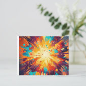 Cosmic Burst Abstract Splatter Art ポストカード (スタンド正面)